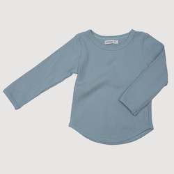 Ribbed Long Sleeve Top - Dusty Blue