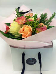 Florist: Peach and Cream Bouquet in a Gift Bag