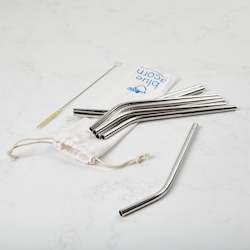 Stainless Steel Straws Bent, Set of 8