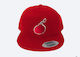 Flat Bill Red Snapback Trucker Hat With Bomb Logo