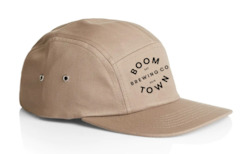 Boom Town Merch: Boom Town Five Panel Cap - Khaki with black embriod
