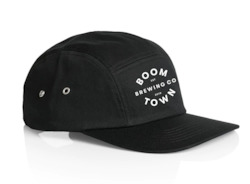 Boom Town Merch: Boom Town Five Panel Cap - black & white embroid