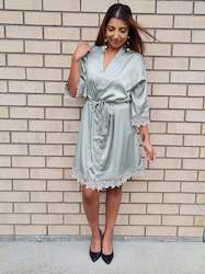 Internet only: Lace Robe - Sage Green
