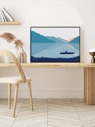 Artwork preparation: The Earnslaw Steamship. Lake Wakatipu Queenstown, New Zealand Modern Landscape Art Print