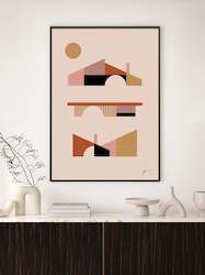 Mid Century Modern Abstract Architecture Wall Art Print