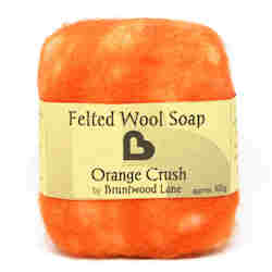 Wool textile: Orange Crush Felted Wool Soap