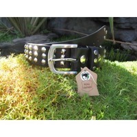 Clothing accessories: BLACK LEATHER BELT 3 ROW STUDS HEAVY DUTY & BUCKLE