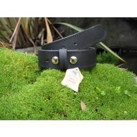 Black Leather Belt Stitched Edge 38mm (Interchangeable Buckle)