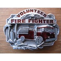 Volunteer Fire Fighter Red Belt Buckle Made IN The Usa