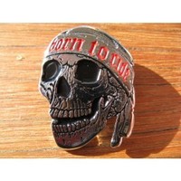 Born TO Ride Skull Metal Badge
