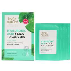 Hyaluronic Acid + Cica + Aloe Hydrating & Rejuvenating Face Mask - 5 Pack