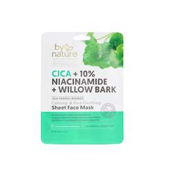 Cica, 10% Niacinamide & Willow Bark Calming & Pore Clarifying Sheet Face Mask