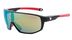 RST Gloss Black or White frames with Red or Green Revo mirror lenses