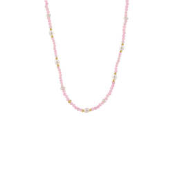 BIANC - Sterling Silver Gold Plated Pink Jade & Freshwater Pearl 'Sunset' Necklace