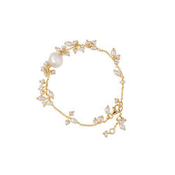 BIANC - Sterling Silver Yellow Gold Plated Freshwater Pearl 'Arctic' Bracelet