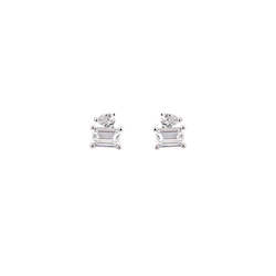 BIANC - Stering Silver Rhodium Plated Cubic Zirconia 'Universal' Stud Earrings