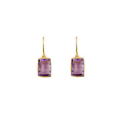 BIANC - Sterling Silver Yellow Gold Plated Amethyst 'Malta' Drop Earrings