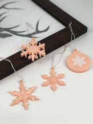 Christmas: Decorations Christmas peach glitter 4 piece set