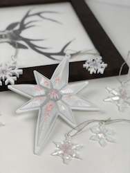 Christmas: Decorations Christmas white glitter 7 piece set