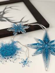 Christmas: Decorations Christmas blue glitter 5piece set