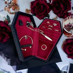 Black Velvet Coffin Shaped Jewellery Box