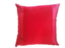 Faux Silk and Velvet Red Square Cushion