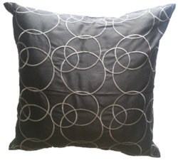 Charcoal Embroidered Circles Cushion