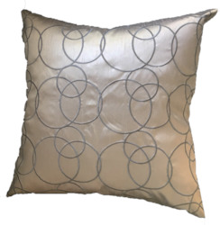 Silver Circles Embroidered Cushion