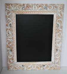 All: Chalkboard in a hand-carved frame - White
