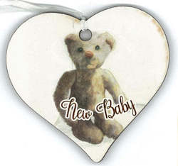 Wooden Hearts: New Baby Heart Tag
