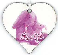 Wooden Hearts: It's a Girl Heart Tag