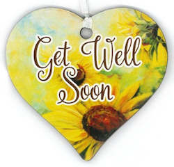 Wooden Hearts: Get Well Soon Heart Tag