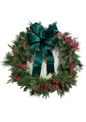 90cm Traditional Wreath w/ Green Bow