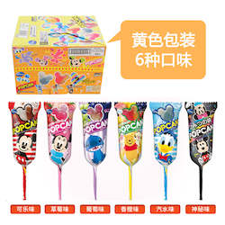 Snack: glico popcan Disney Micky head lollipops mixed flavor 30 sticks /box