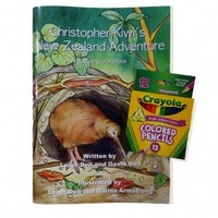 Christopher kiwi's new zealand adventure and colouring pencils gift set