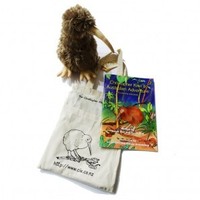 Christopher kiwi australian adventure, kiwi puppet in book bag