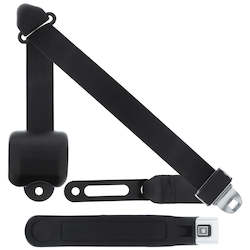 3pt Retractable: 3 Point Retractable Seat Belt With GM Chrome Button w/ Contoured Sleeve