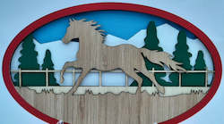 Layered Wood and Vinyl Horse Picture