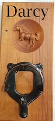 NZ Timber Carved Horse with Bridle Holder