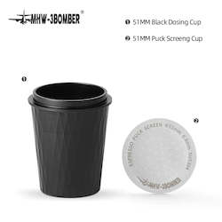 Coffee: 51mm Coffee Dosing Cup Espresso Puck Screen Set Reusable Double Filter Bottomless Naked Portafilters