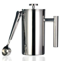 Coffee: French Press Coffee Maker - Double Wall 304 Stainless Steel - 3 size with sealing clip/Spoon