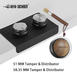 51/53/58mm Espresso Tamper and Coffee Distributor with Tamping Mat, Cleaning Brush Set Leveler Tools