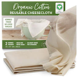 Organic Cotton Cheesecloth - Hemmed Squares - 2 Pack
