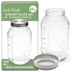 Large Glass Jar with Lid for Food Storage, Fermentation, Brewing - 1900ml