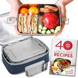 Natural Home: Stainless Steel Lunch Box (1200ml) Recipe Book + Cooler Bag