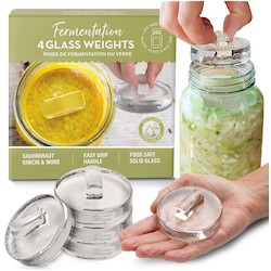 Fermented Food Equipment: Glass Fermentation Weights for Vegetable Pickles - Set of 4