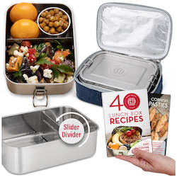 Stainless Steel Lunch Box - Bag & Recipe Book 1200ml - 12 units