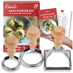 Pasta Tools: Authentic Ravioli Making Set - 3 Stamps + Recipe Book