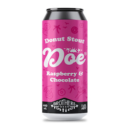 Wine-based fruit drink coolers: Doe Donuts Raspberry & Chocolate Donut Stout