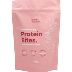 Nothing Naughty Premium Whey Protein Bites Raspberry White Chocolate 300gm